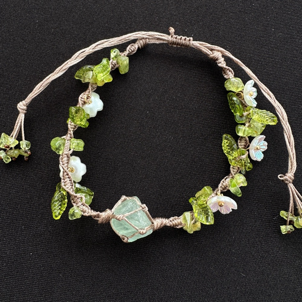 Handcrafted Green Gemstone Adjustable Bracelet